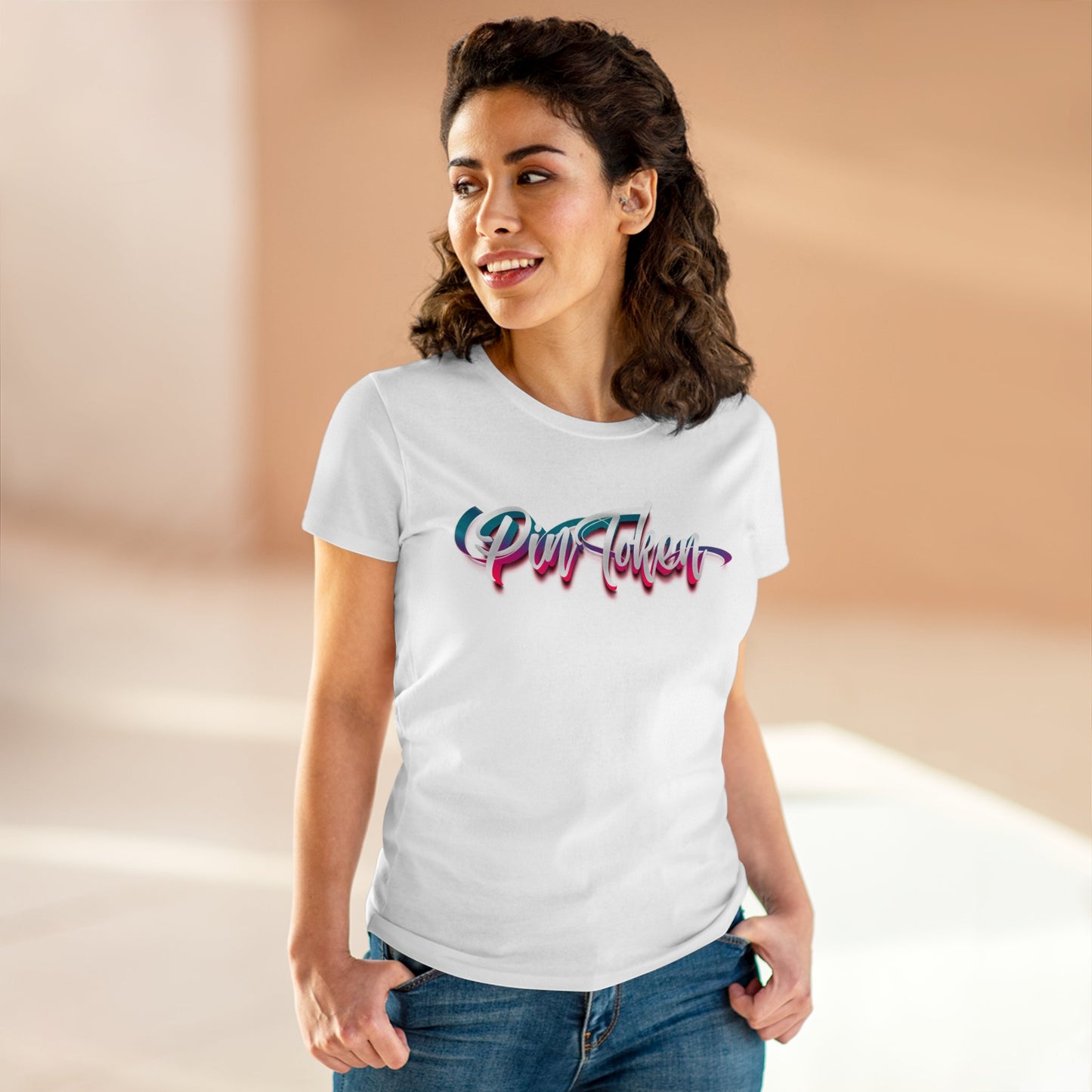 Women's Cotton Tee (PIN Token Spray Paint)